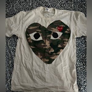Comme des Garcons PLAY Camouflage Heart Tee - White